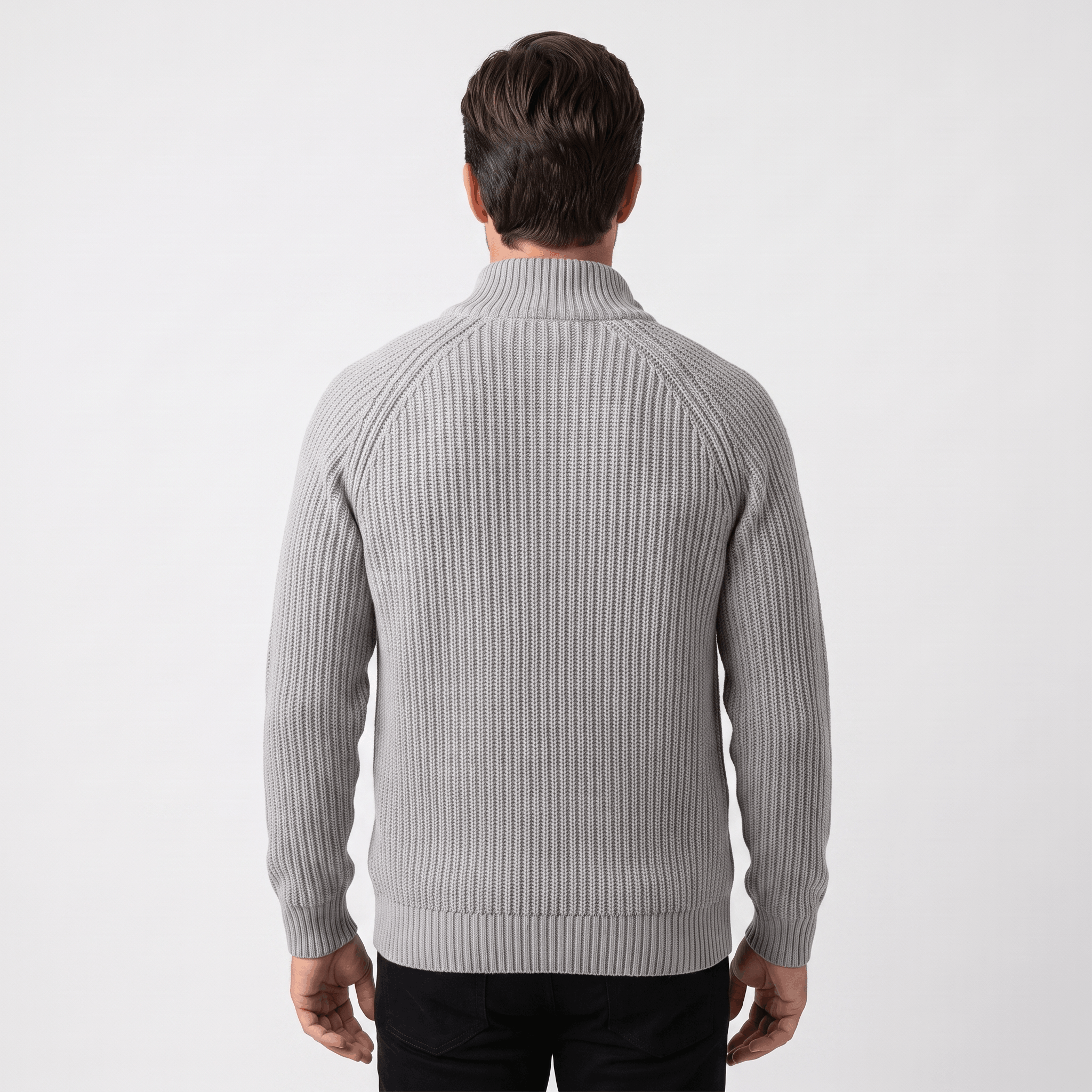 Harold Cotton-Blend Knit Cardigan – Stand-Collar Full-Zip Slim-Fit Sweater