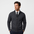 Jonel Textured Knit Cardigan – Stand-Collar Full-Zip Zip-Pocket Sweater