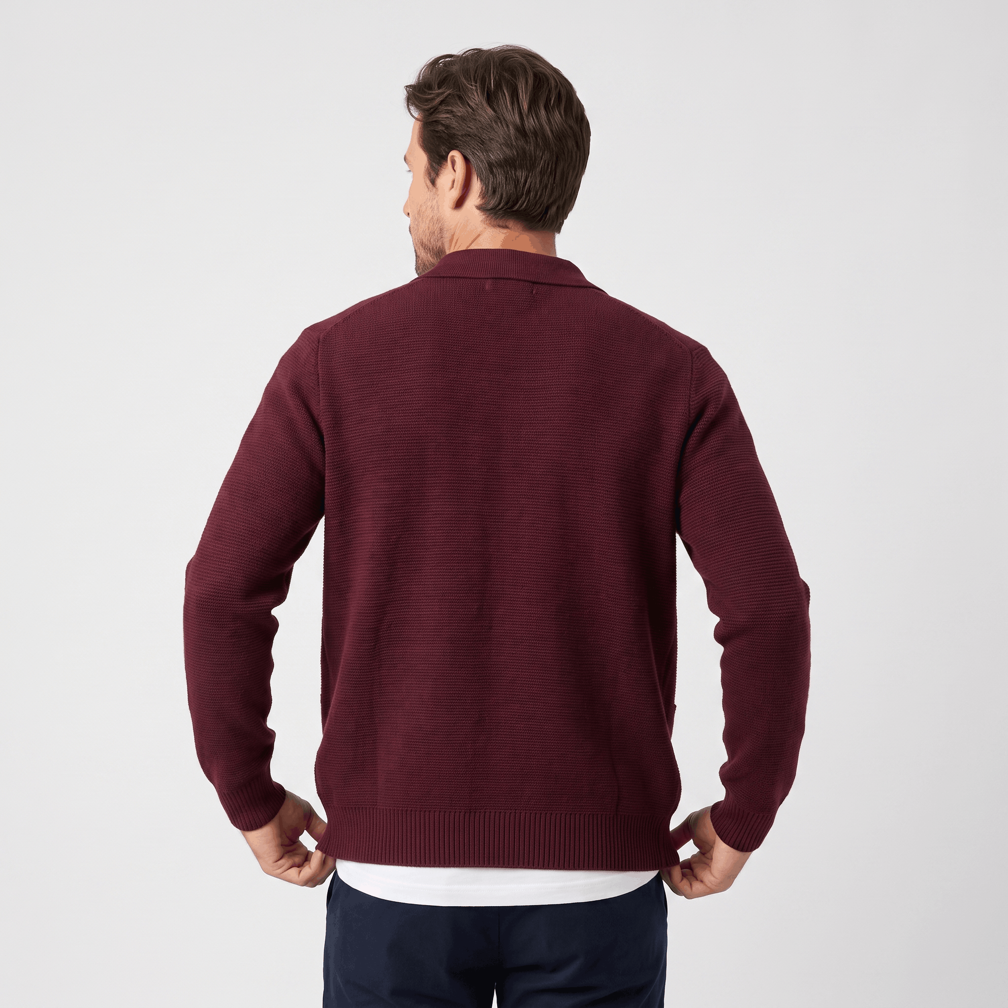 Justine Textured Knit Cardigan – Button-Front Collared Flap-Pocket Sweater