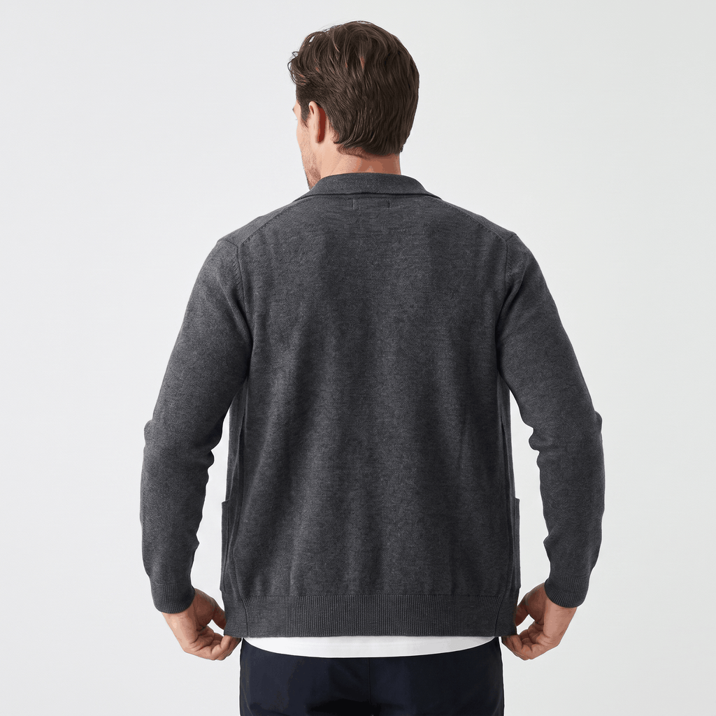 Justine Textured Knit Cardigan – Button-Front Collared Flap-Pocket Sweater