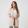 Valeria Wool-Blend Longline Cardigan – Open-Front Oversized Patch-Pocket Knitwear