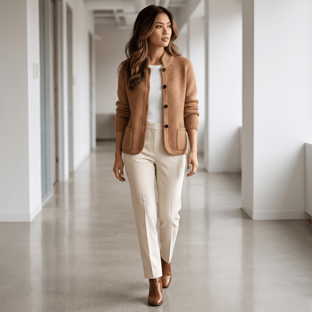 Monroe Soft Wool Cardigan – Button-Front Waffle-Textured Slim-Fit Knitwear
