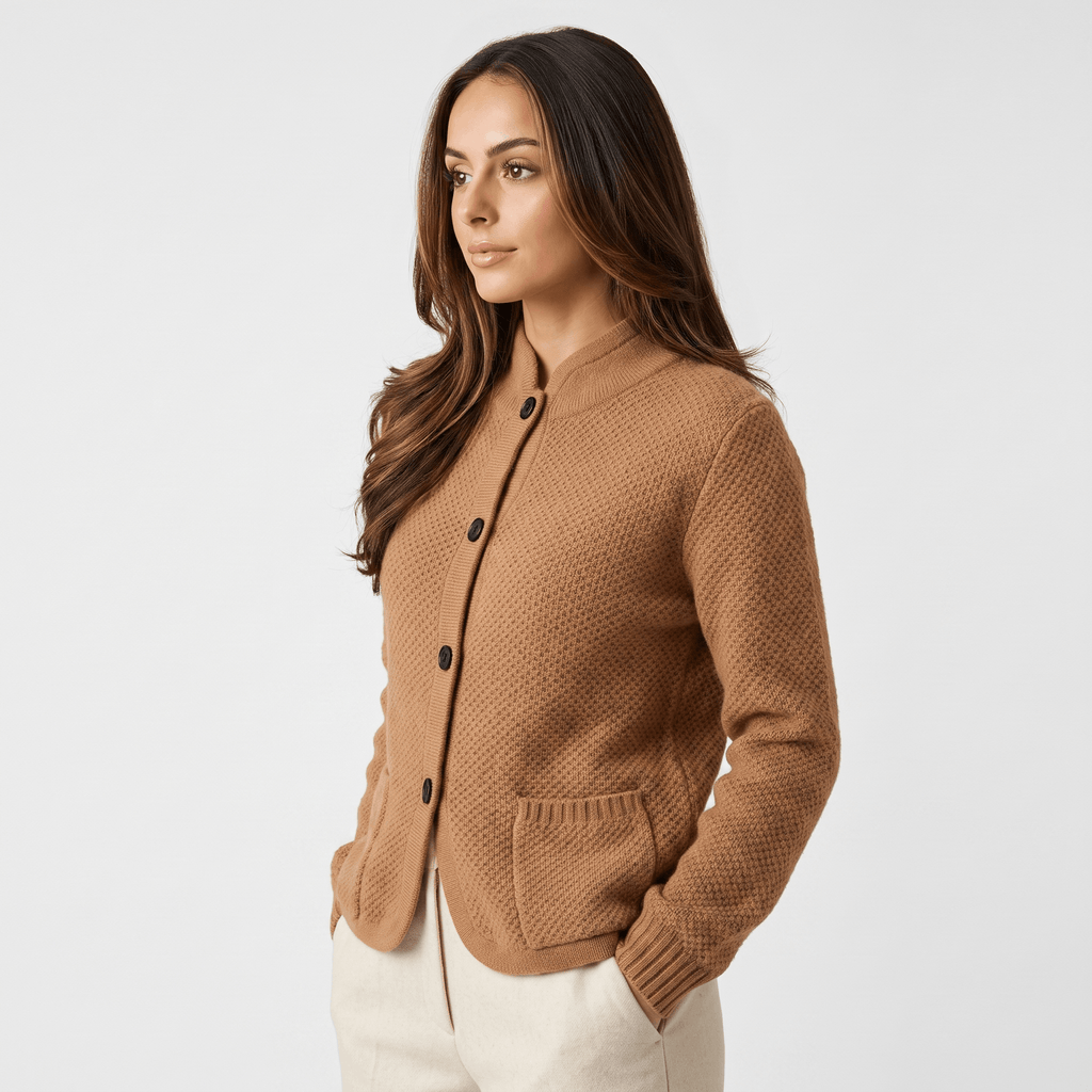 Monroe Soft Wool Cardigan – Button-Front Waffle-Textured Slim-Fit Knitwear