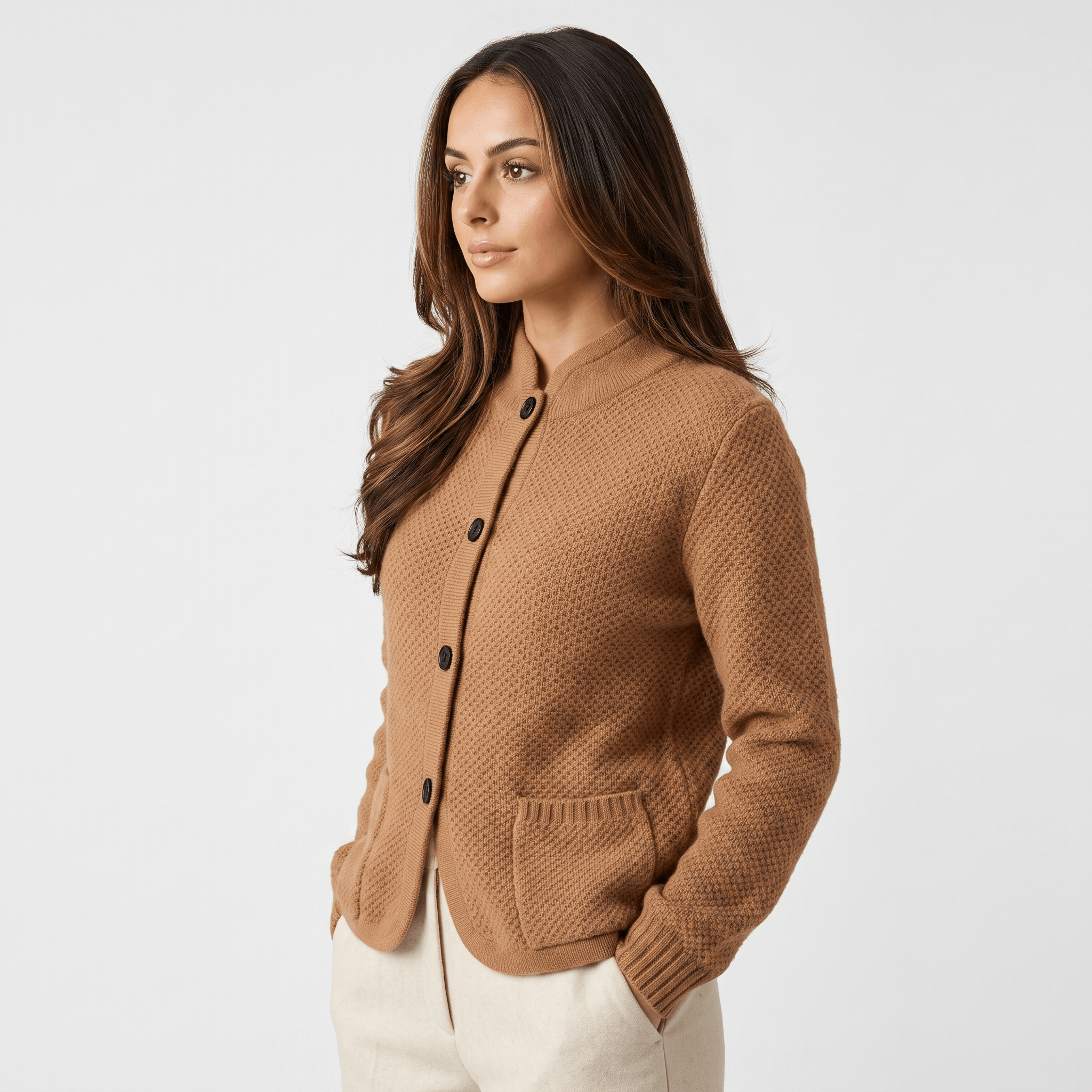 Monroe Soft Wool Cardigan – Button-Front Waffle-Textured Slim-Fit Knitwear