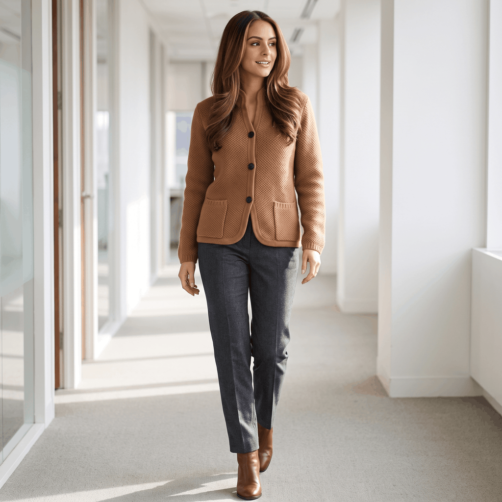 Monroe Soft Wool Cardigan – Button-Front Waffle-Textured Slim-Fit Knitwear