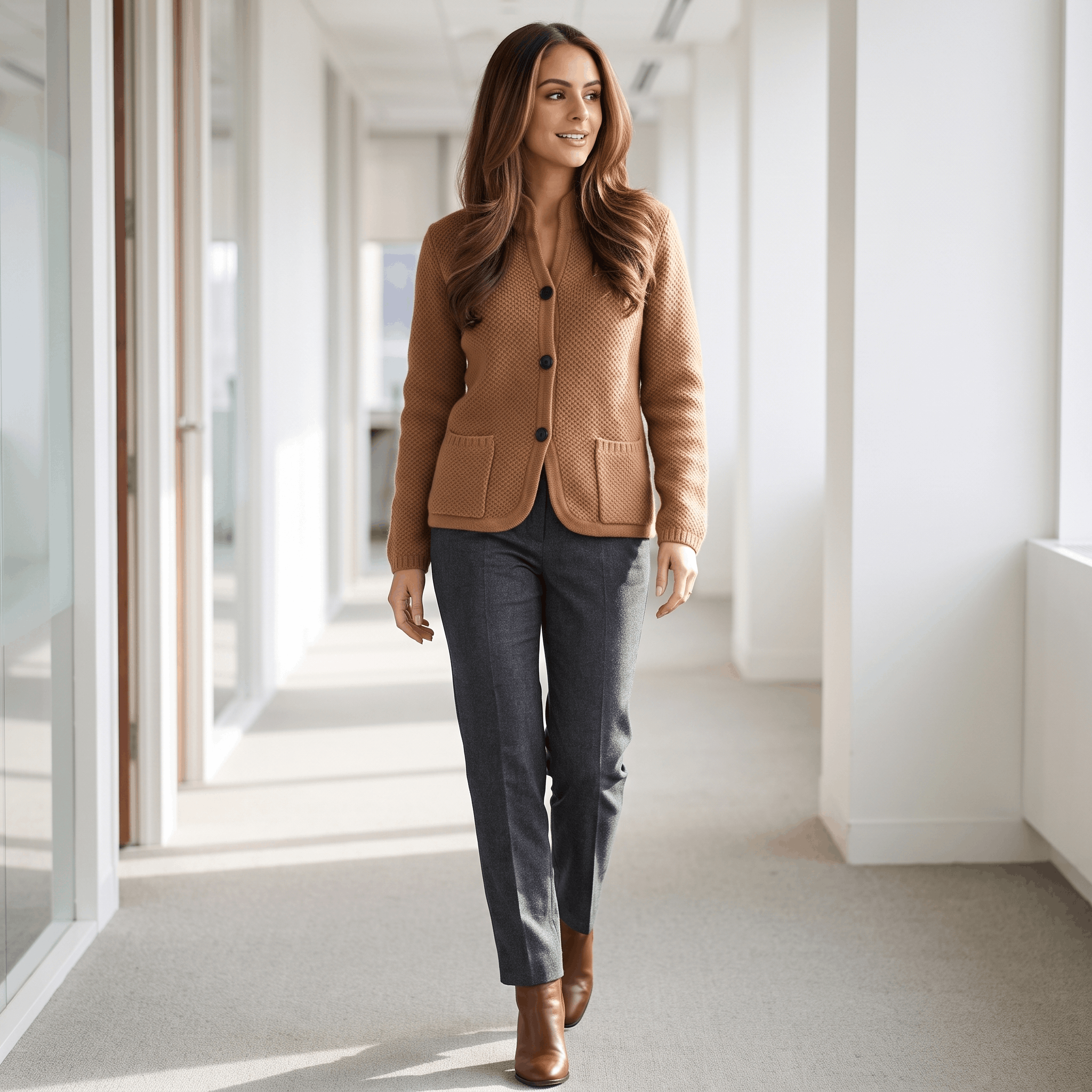 Monroe Soft Wool Cardigan – Button-Front Waffle-Textured Slim-Fit Knitwear