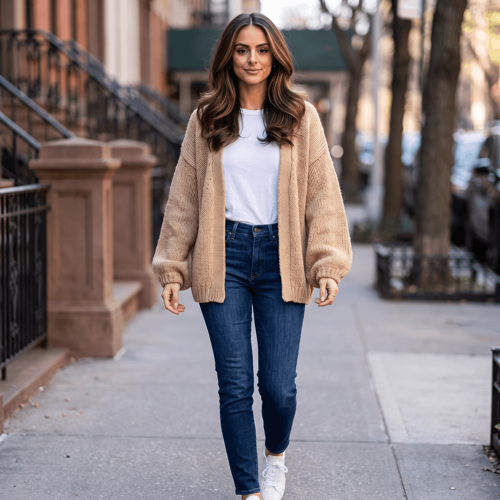 Anna Chunky Knit Cardigan – Open-Front Dropped-Shoulder Relaxed-Fit Knitwear