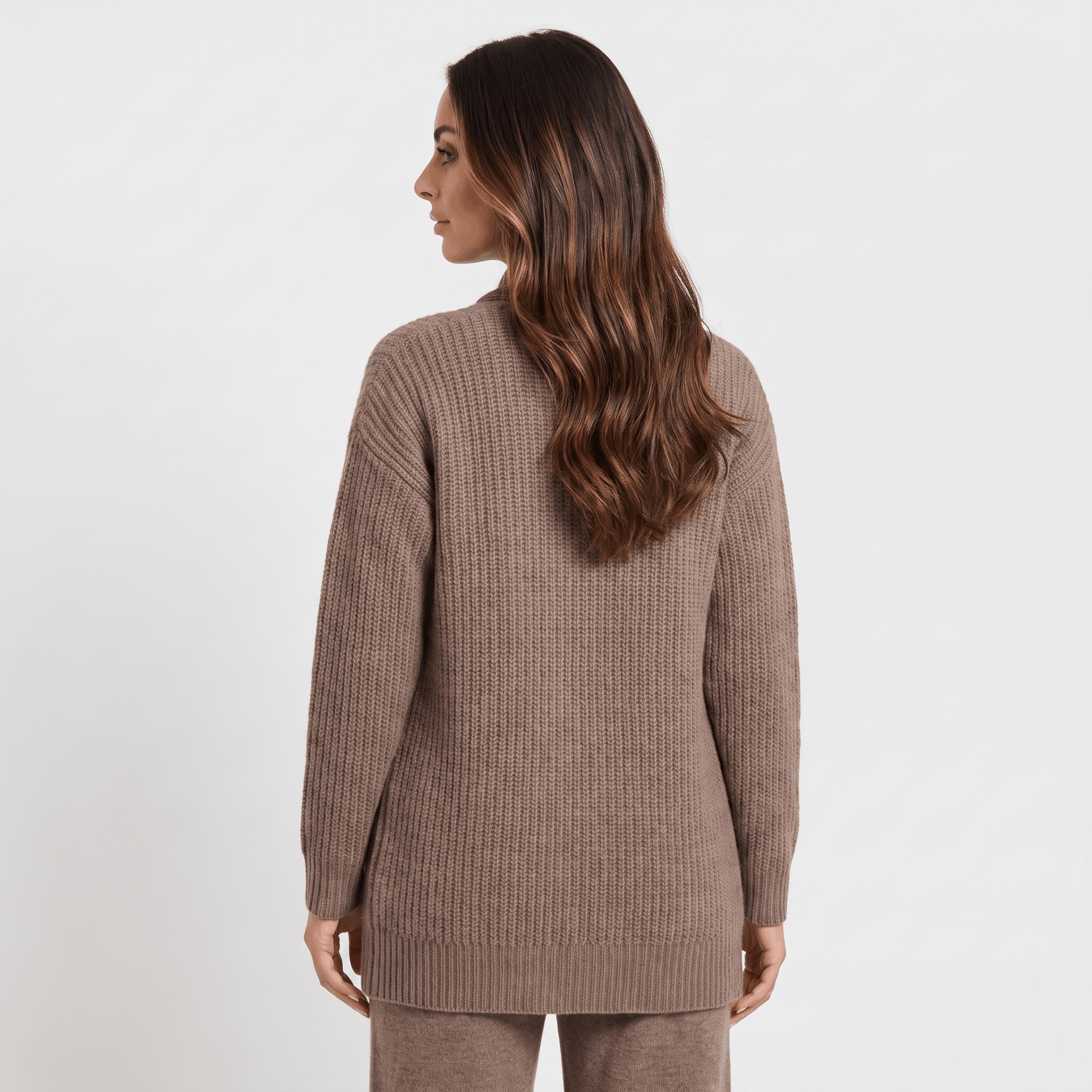 Valeria Wool-Blend Longline Cardigan – Open-Front Oversized Patch-Pocket Knitwear