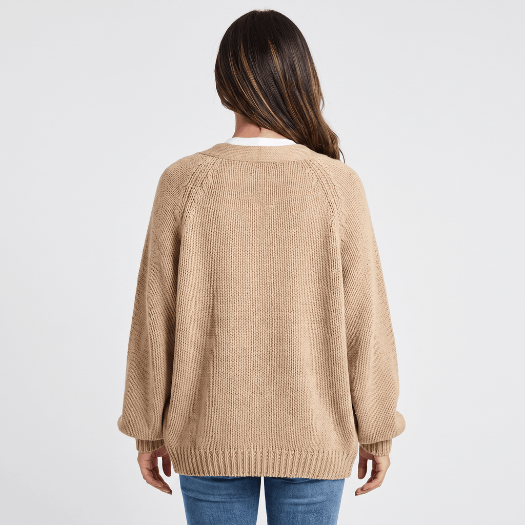 Anna Chunky Knit Cardigan – Open-Front Dropped-Shoulder Relaxed-Fit Knitwear