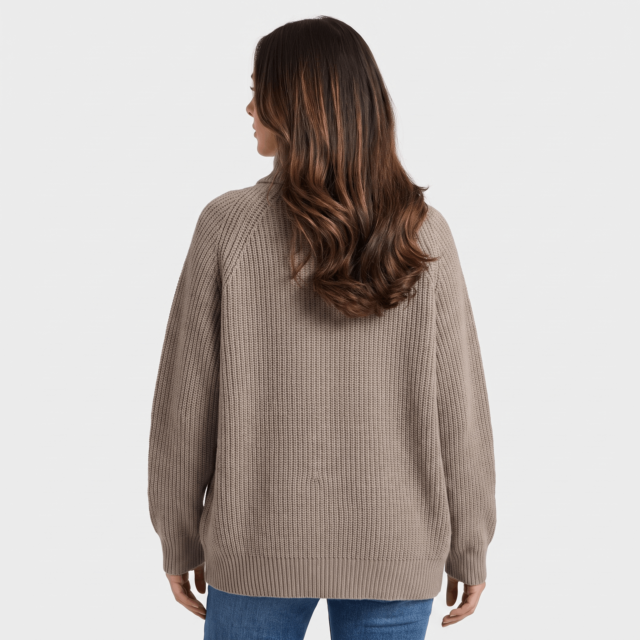 Krizette Wool-Blend Cardigan – Turtleneck Button-Front Ribbed-Texture Knitwear