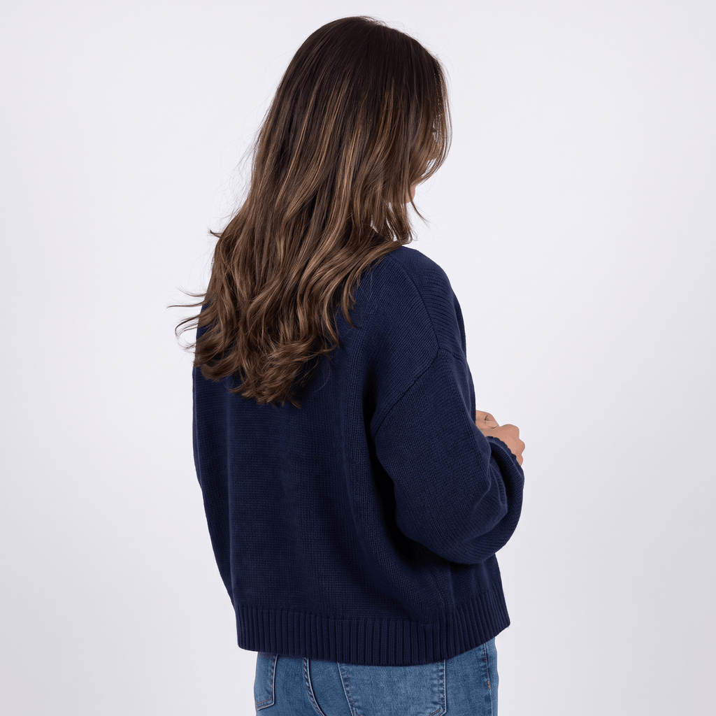 Anna Chunky Knit Cardigan – Open-Front Dropped-Shoulder Relaxed-Fit Knitwear