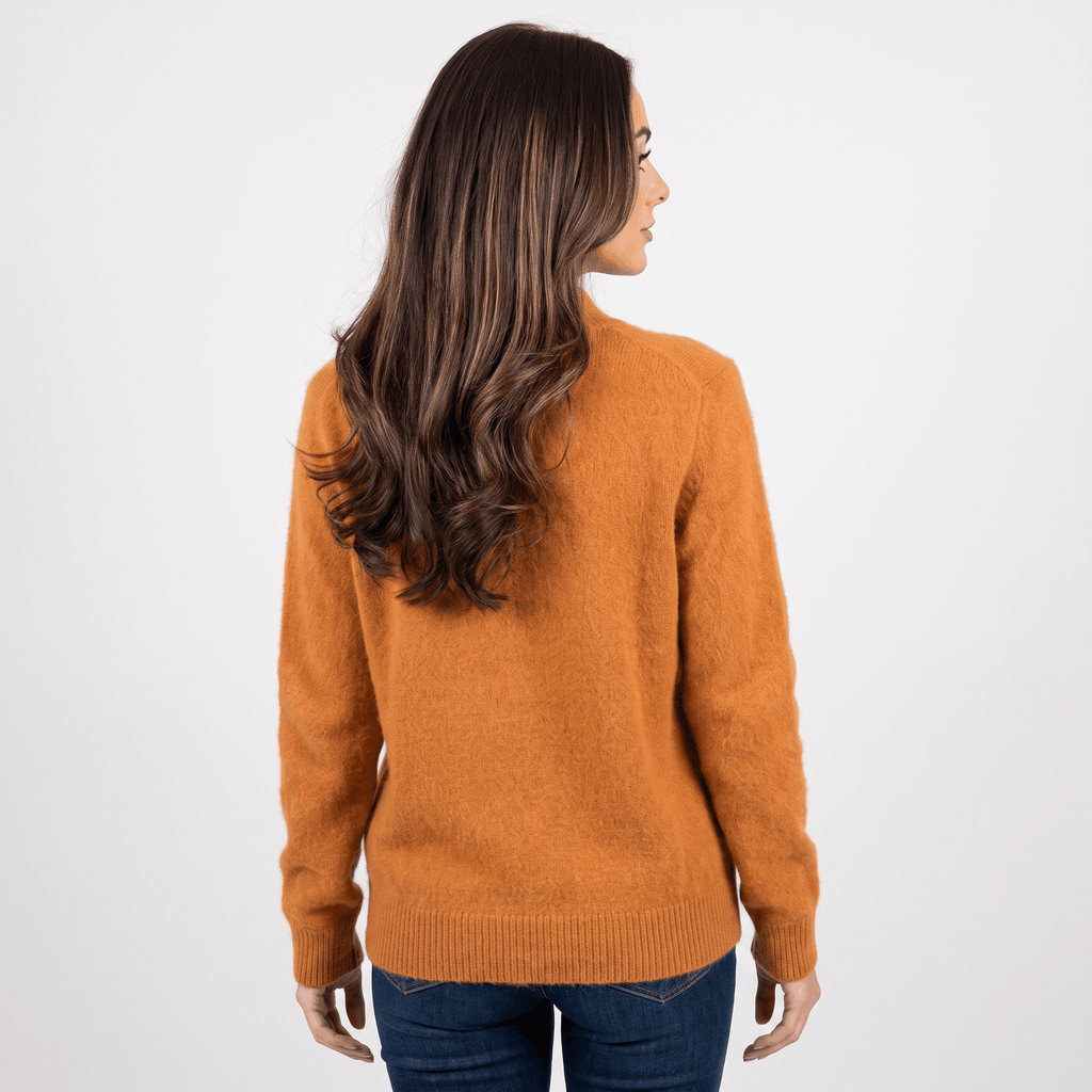 Shaina Soft Wool-Blend Cardigan – Mock-Neck Button-Front Relaxed-Fit Knitwear