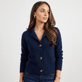 Shaina Soft Wool-Blend Cardigan – Mock-Neck Button-Front Relaxed-Fit Knitwear