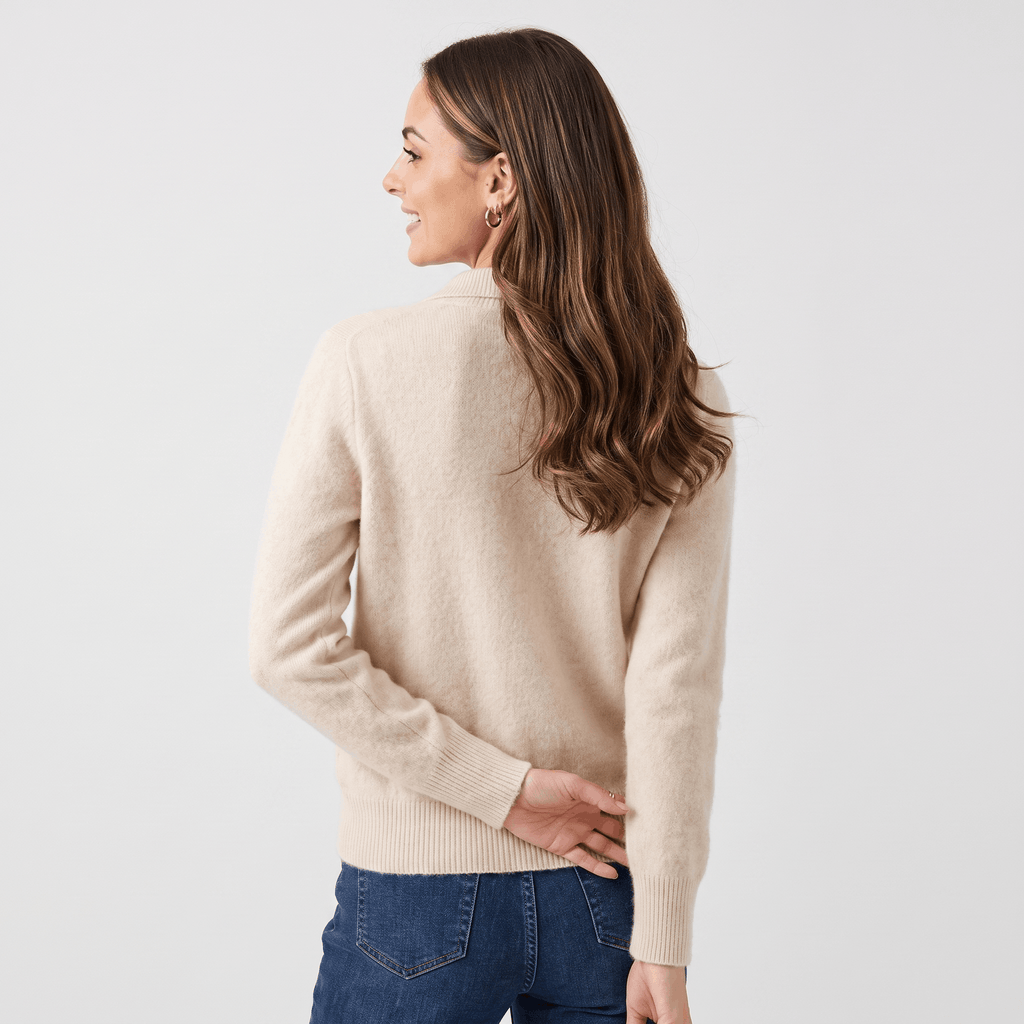 Shaina Soft Wool-Blend Cardigan – Mock-Neck Button-Front Relaxed-Fit Knitwear