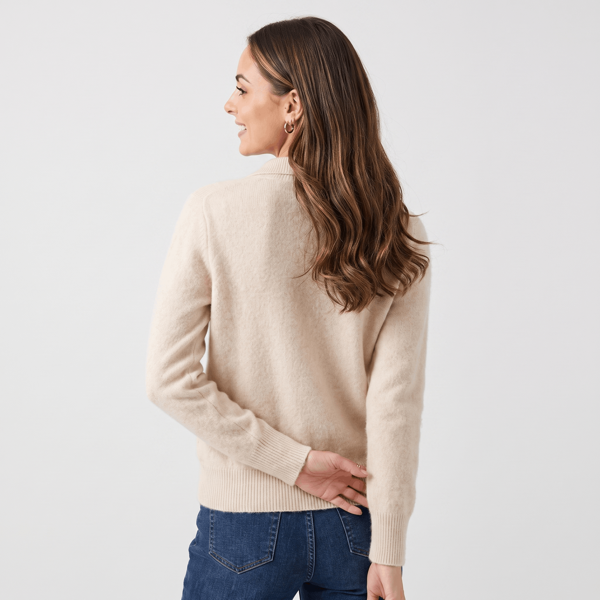 Shaina Soft Wool-Blend Cardigan – Mock-Neck Button-Front Relaxed-Fit Knitwear