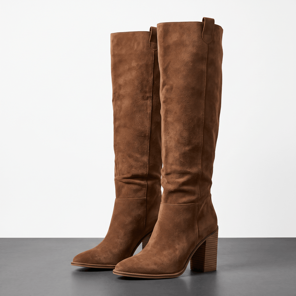 Valeria Premium-Leather Knee-High Boots – Contoured Cushioned Supportive Footwear