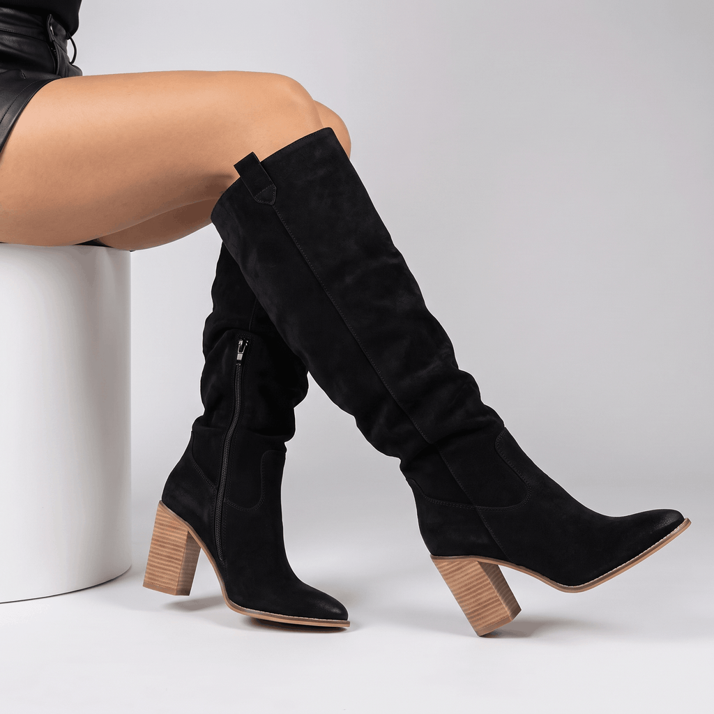 Valeria Premium-Leather Knee-High Boots – Contoured Cushioned Supportive Footwear