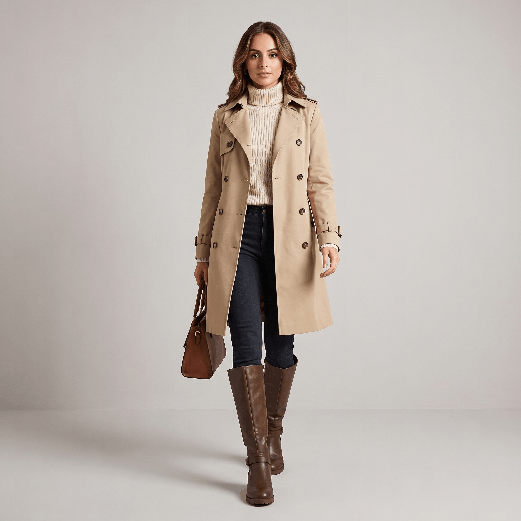 Emilia Leather Knee-High Boots – Buckle-Strap Side-Zip Lug-Sole Footwear