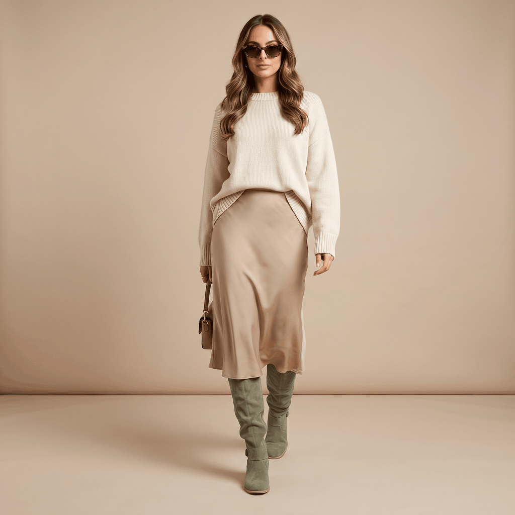 Aria Slouch-Shaft Knee-High Boots – Flat-Heel Adjustable-Strap Lined Footwear