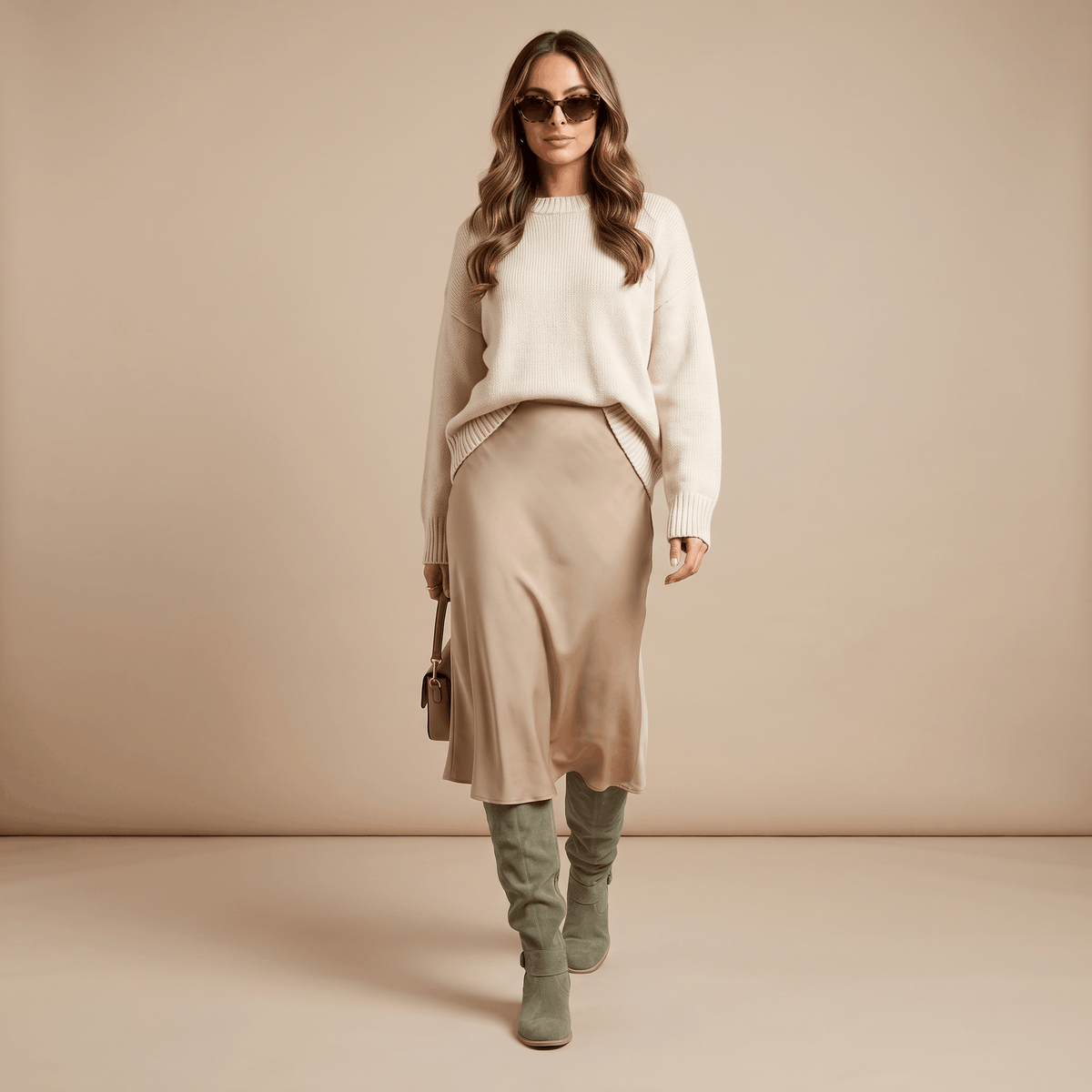 Aria Slouch-Shaft Knee-High Boots – Flat-Heel Adjustable-Strap Lined Footwear