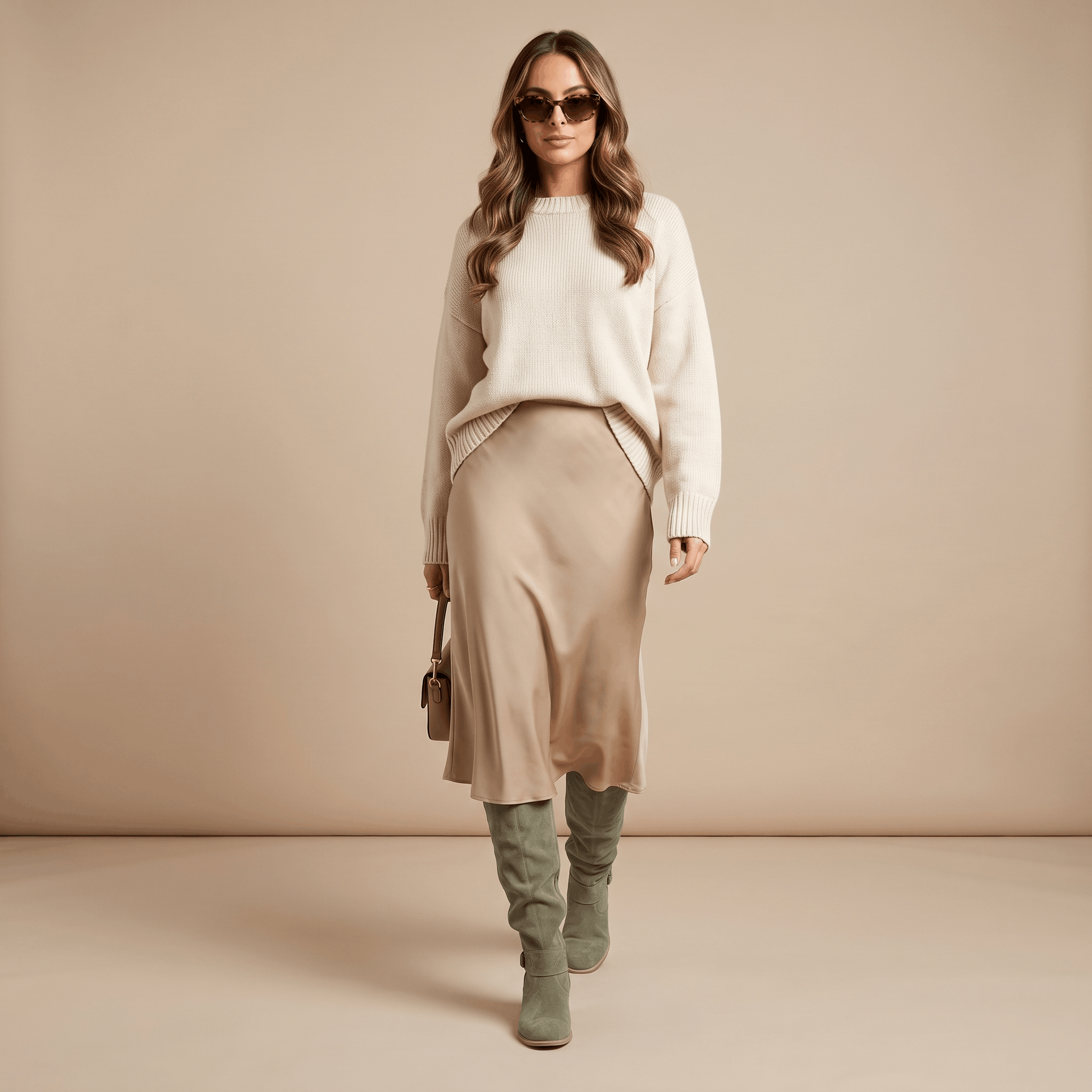 Aria Slouch-Shaft Knee-High Boots – Flat-Heel Adjustable-Strap Lined Footwear