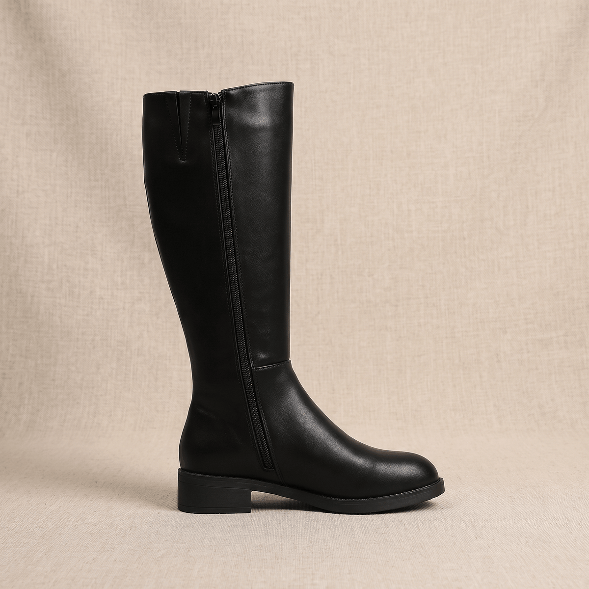 Silvia Leather Knee-High Boots – Block-Heel Rounded-Toe Everyday Footwear