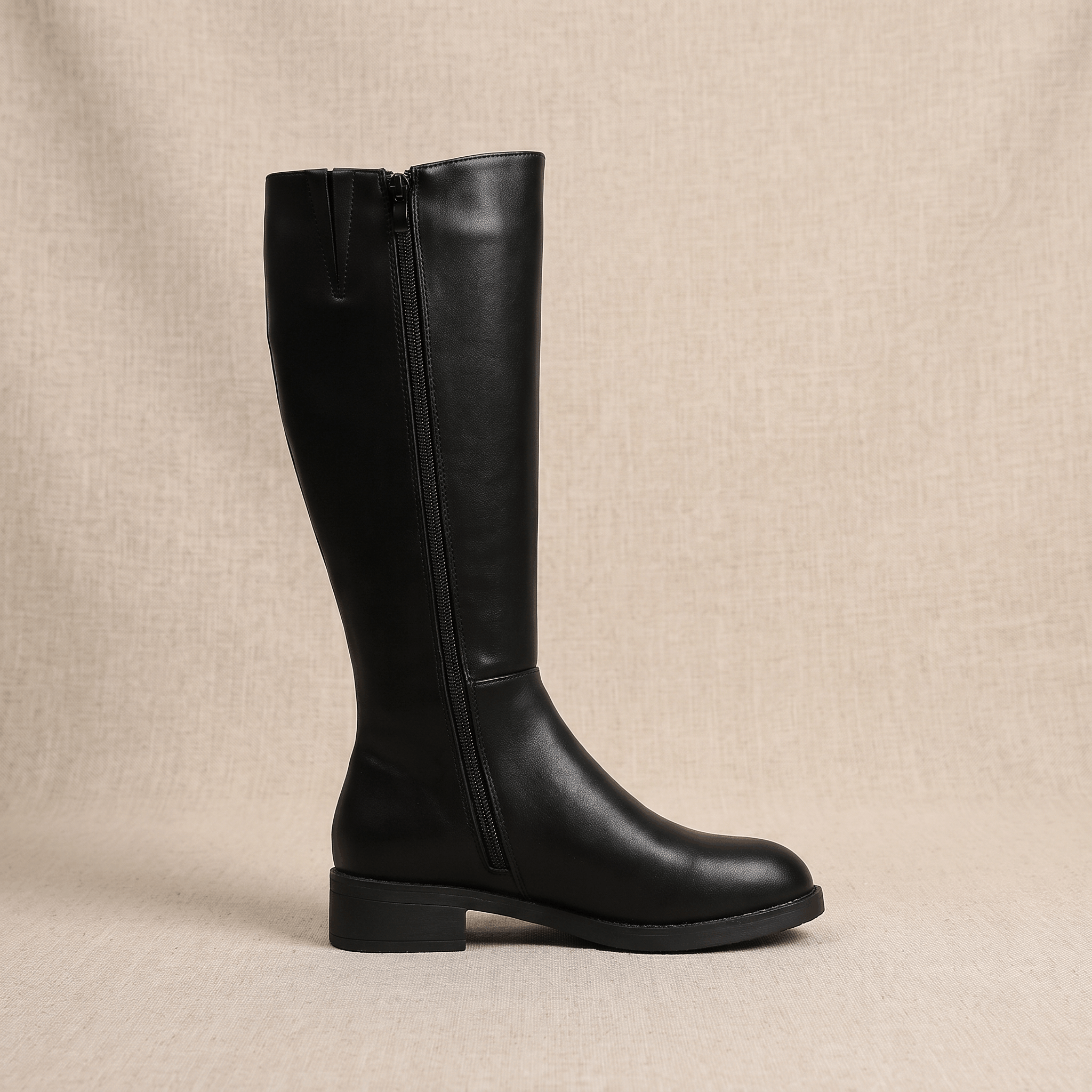 Silvia Leather Knee-High Boots – Block-Heel Rounded-Toe Everyday Footwear