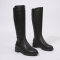 Silvia Leather Knee-High Boots – Block-Heel Rounded-Toe Everyday Footwear
