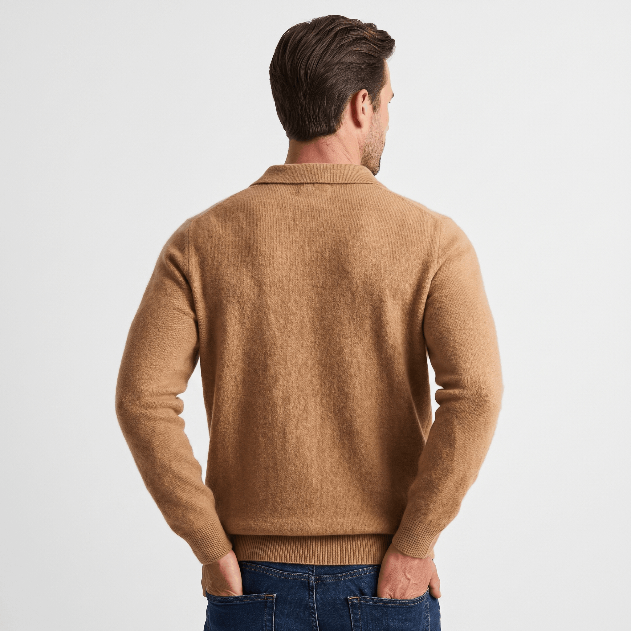 Lorenzo Brushed Merino Wool Polo – Open-Collar Slim-Fit Layering Knitwear