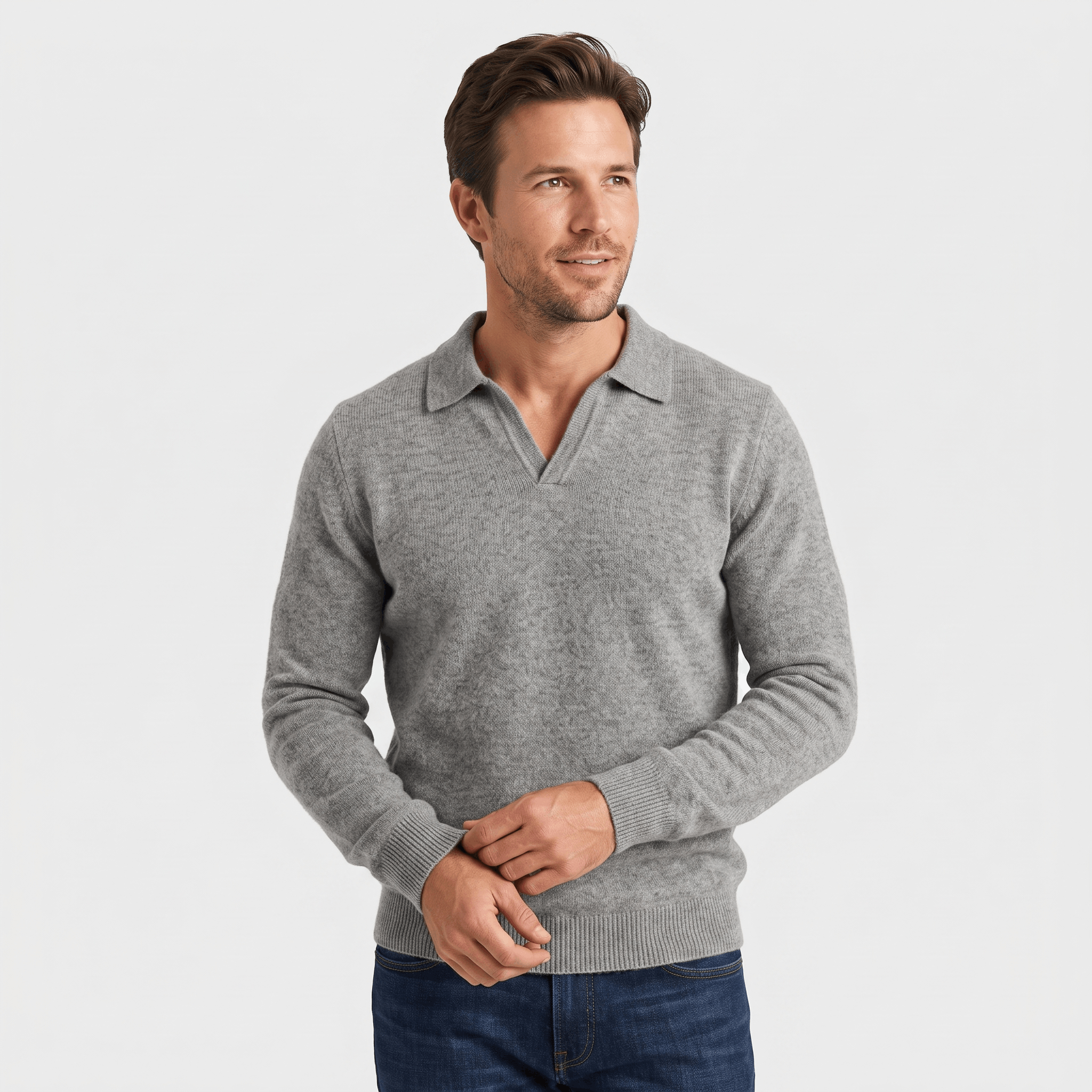 Lorenzo Brushed Merino Wool Polo – Open-Collar Slim-Fit Layering Knitwear