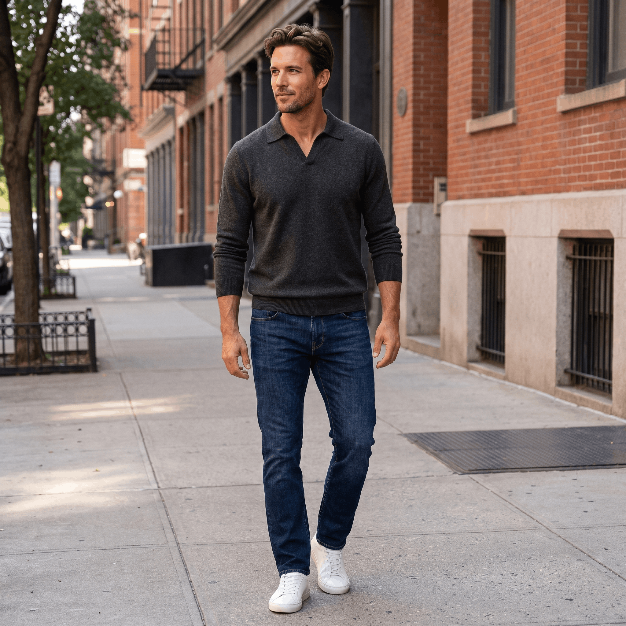 Lorenzo Brushed Merino Wool Polo – Open-Collar Slim-Fit Layering Knitwear