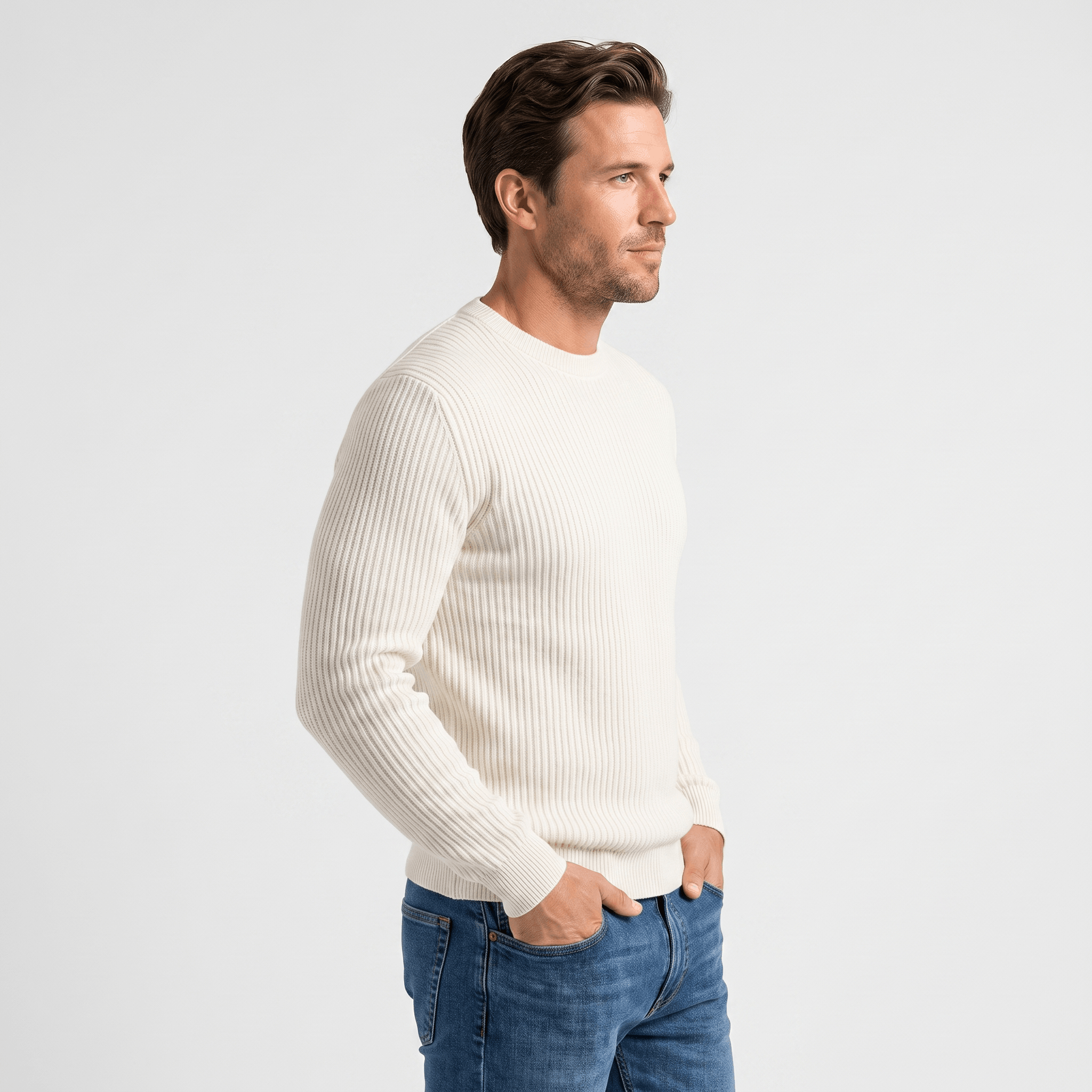 Marco Cotton-Blend Sweater – Ribbed-Texture Versatile Everyday Pullover