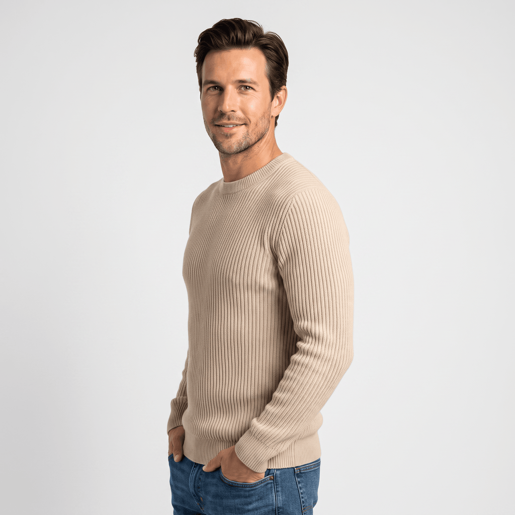 Marco Cotton-Blend Sweater – Ribbed-Texture Versatile Everyday Pullover