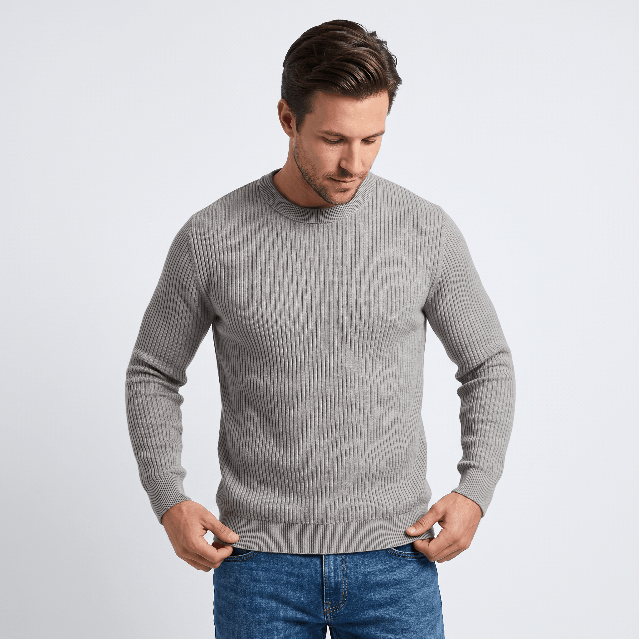 Marco Cotton-Blend Sweater – Ribbed-Texture Versatile Everyday Pullover