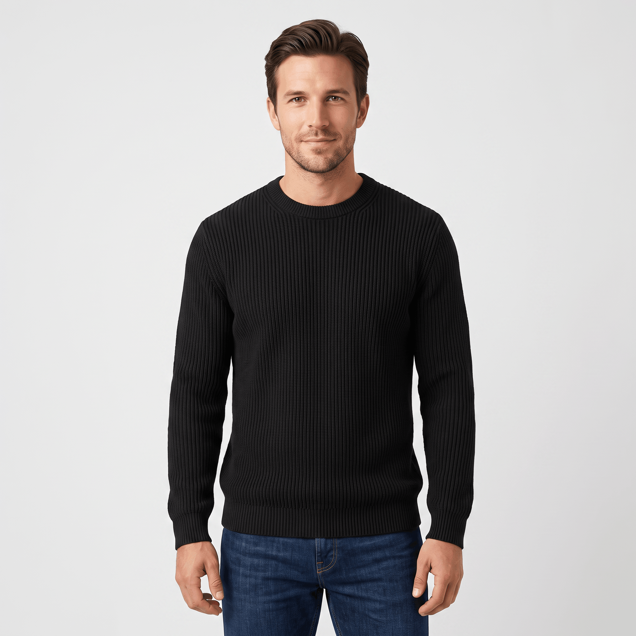 Marco Cotton-Blend Sweater – Ribbed-Texture Versatile Everyday Pullover