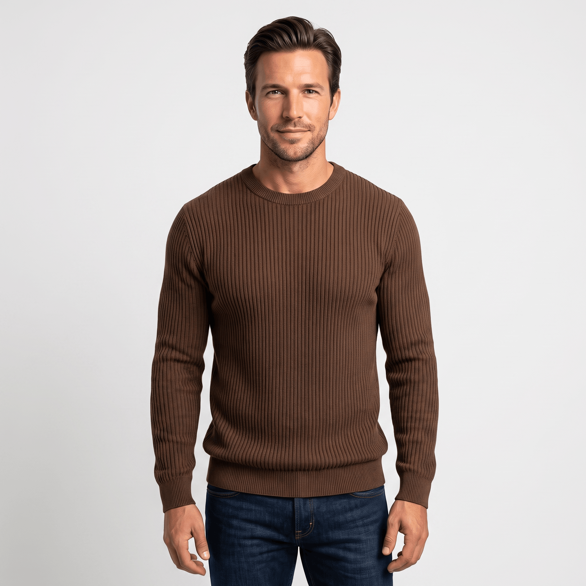 Marco Cotton-Blend Sweater – Ribbed-Texture Versatile Everyday Pullover