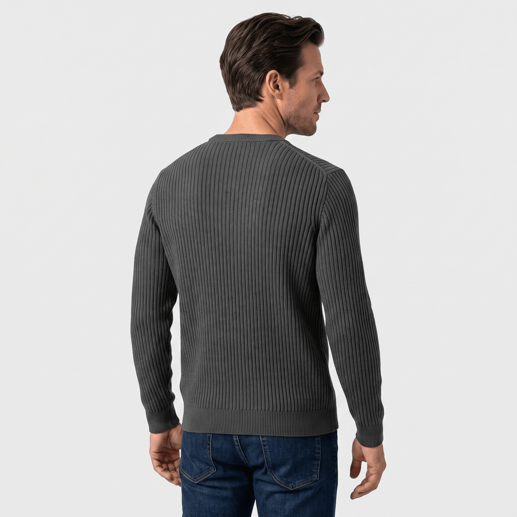 Marco Cotton-Blend Sweater – Ribbed-Texture Versatile Everyday Pullover