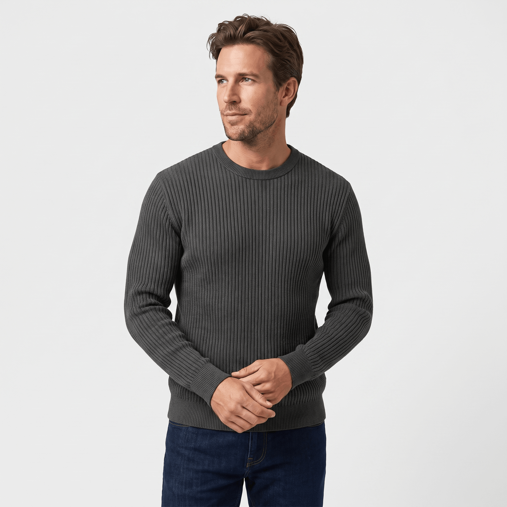 Marco Cotton-Blend Sweater – Ribbed-Texture Versatile Everyday Pullover
