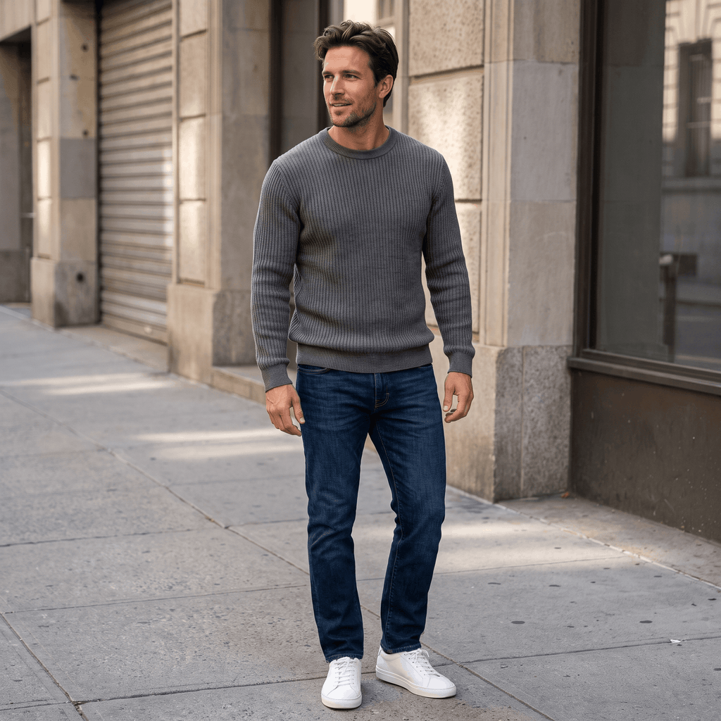 Marco Cotton-Blend Sweater – Ribbed-Texture Versatile Everyday Pullover