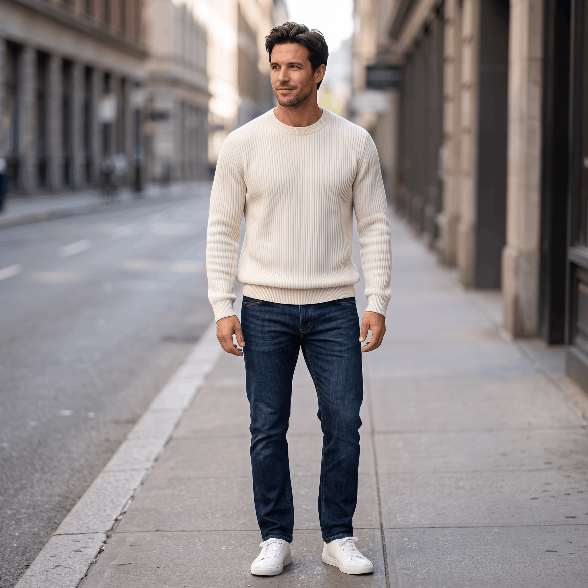 Marco Cotton-Blend Sweater – Ribbed-Texture Versatile Everyday Pullover