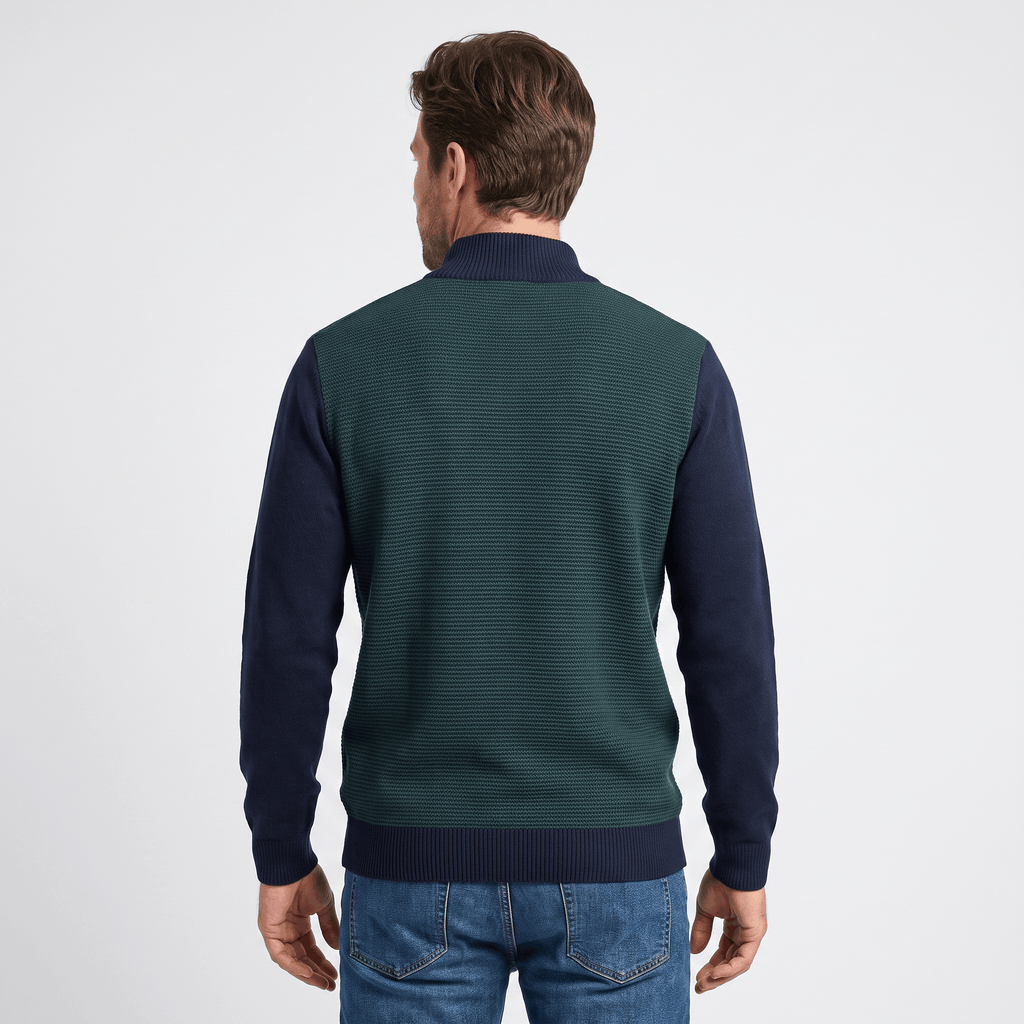 Flavio Stretch-Cotton Half-Zip Sweater – Ribbed-Collar Layering Regular-Fit Pullover