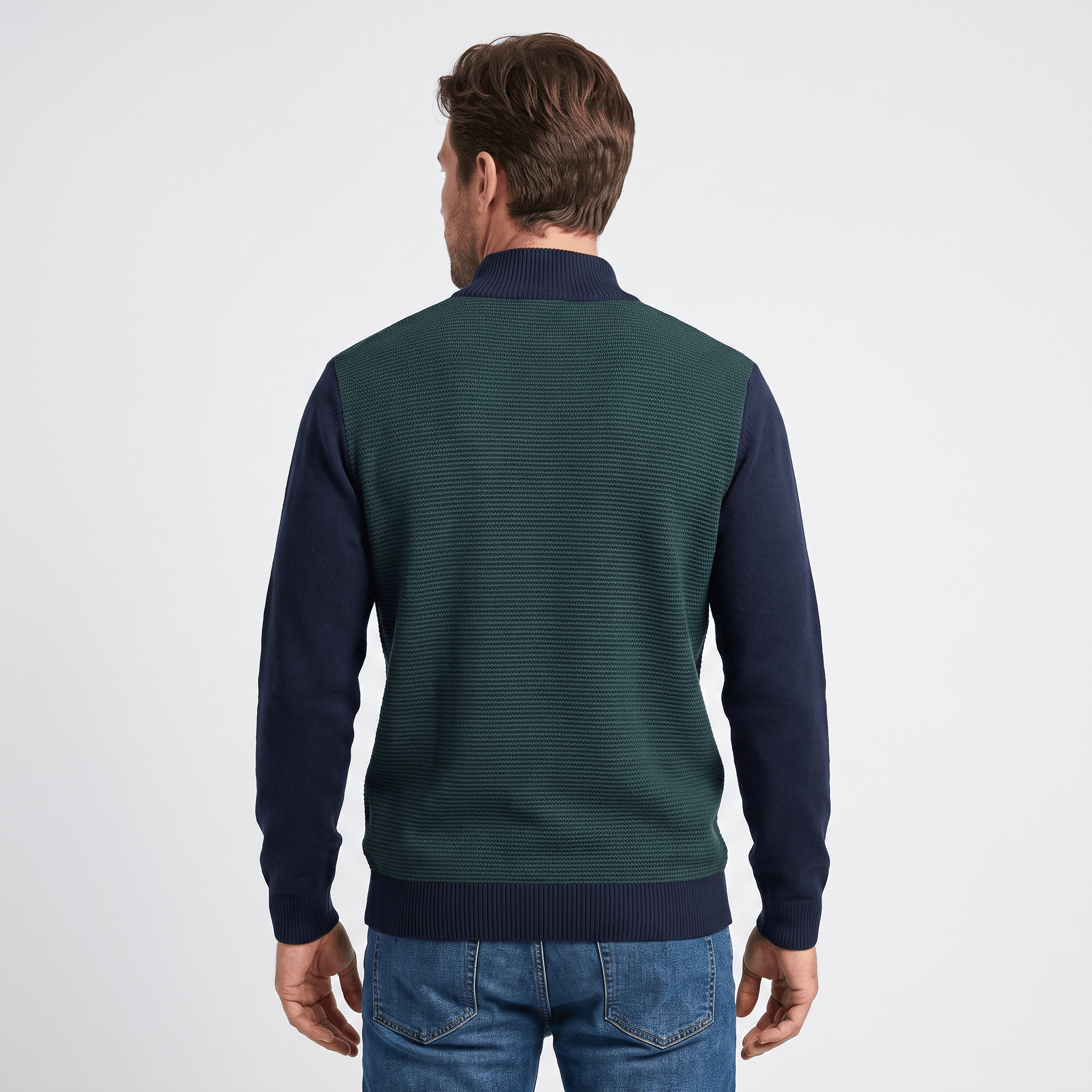 Flavio Stretch-Cotton Half-Zip Sweater – Ribbed-Collar Layering Regular-Fit Pullover