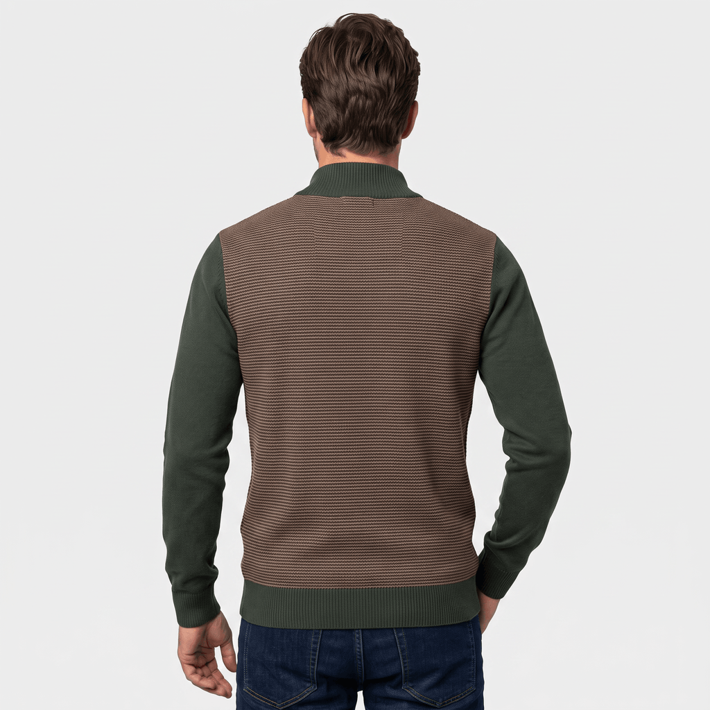 Flavio Stretch-Cotton Half-Zip Sweater – Ribbed-Collar Layering Regular-Fit Pullover