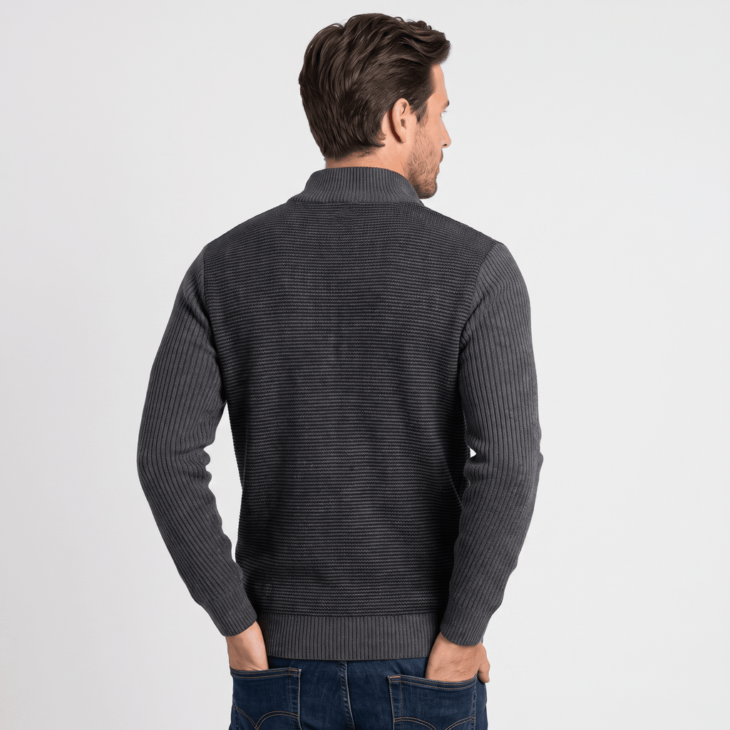 Flavio Stretch-Cotton Half-Zip Sweater – Ribbed-Collar Layering Regular-Fit Pullover