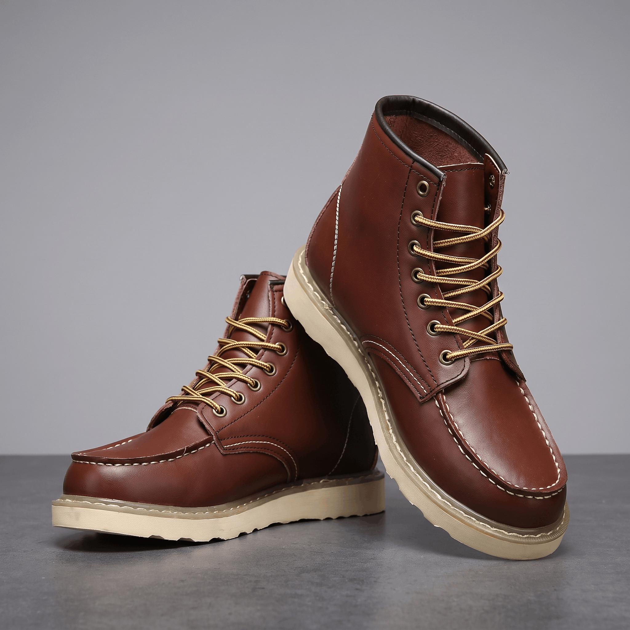 Cyrus Leather Retro Boots – Vintage Stacked Heel Ankle Footwear