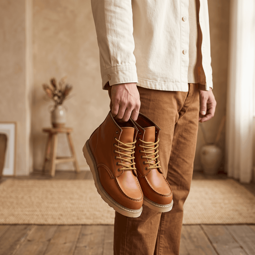 Cyrus Leather Retro Boots – Vintage Stacked Heel Ankle Footwear