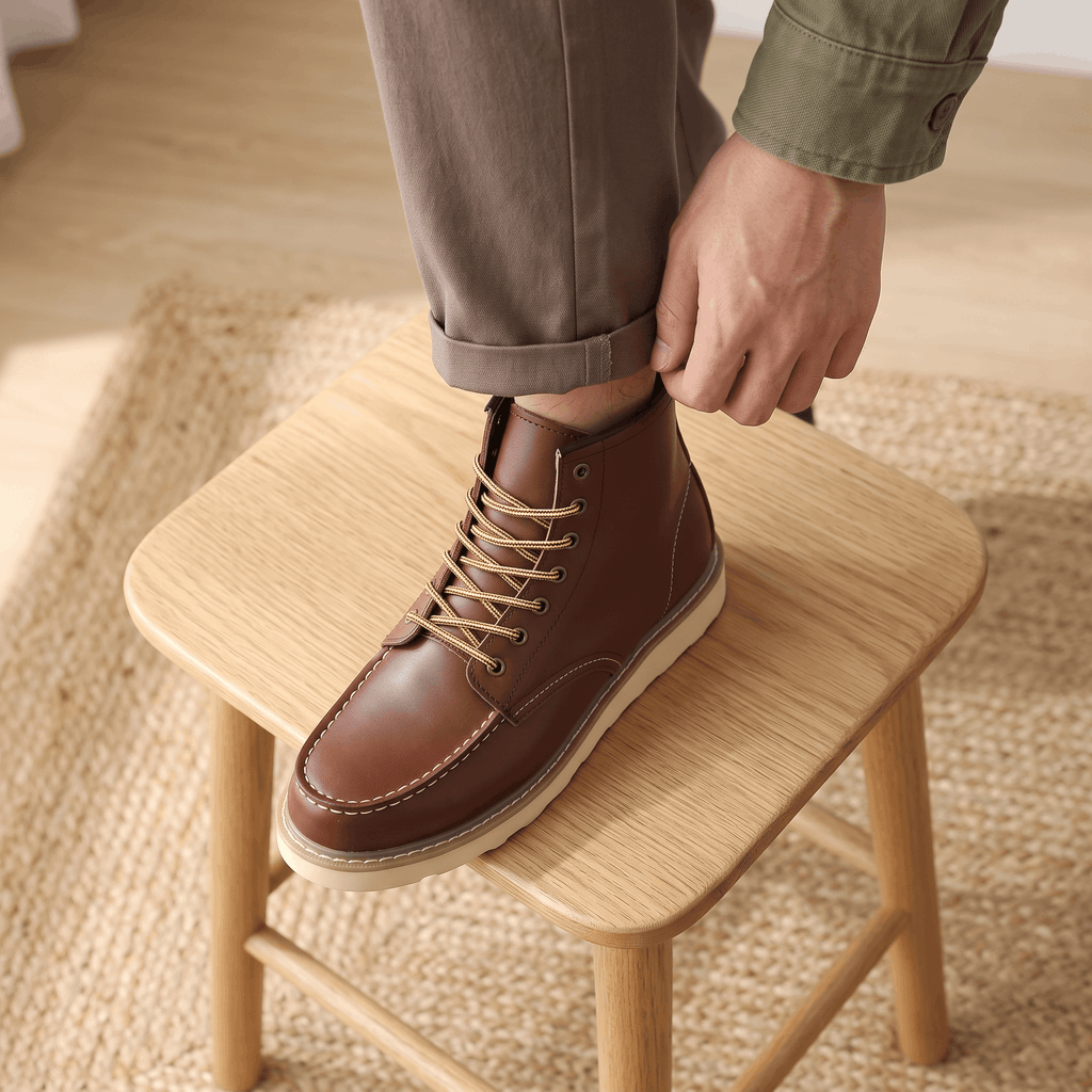 Cyrus Leather Retro Boots – Vintage Stacked Heel Ankle Footwear