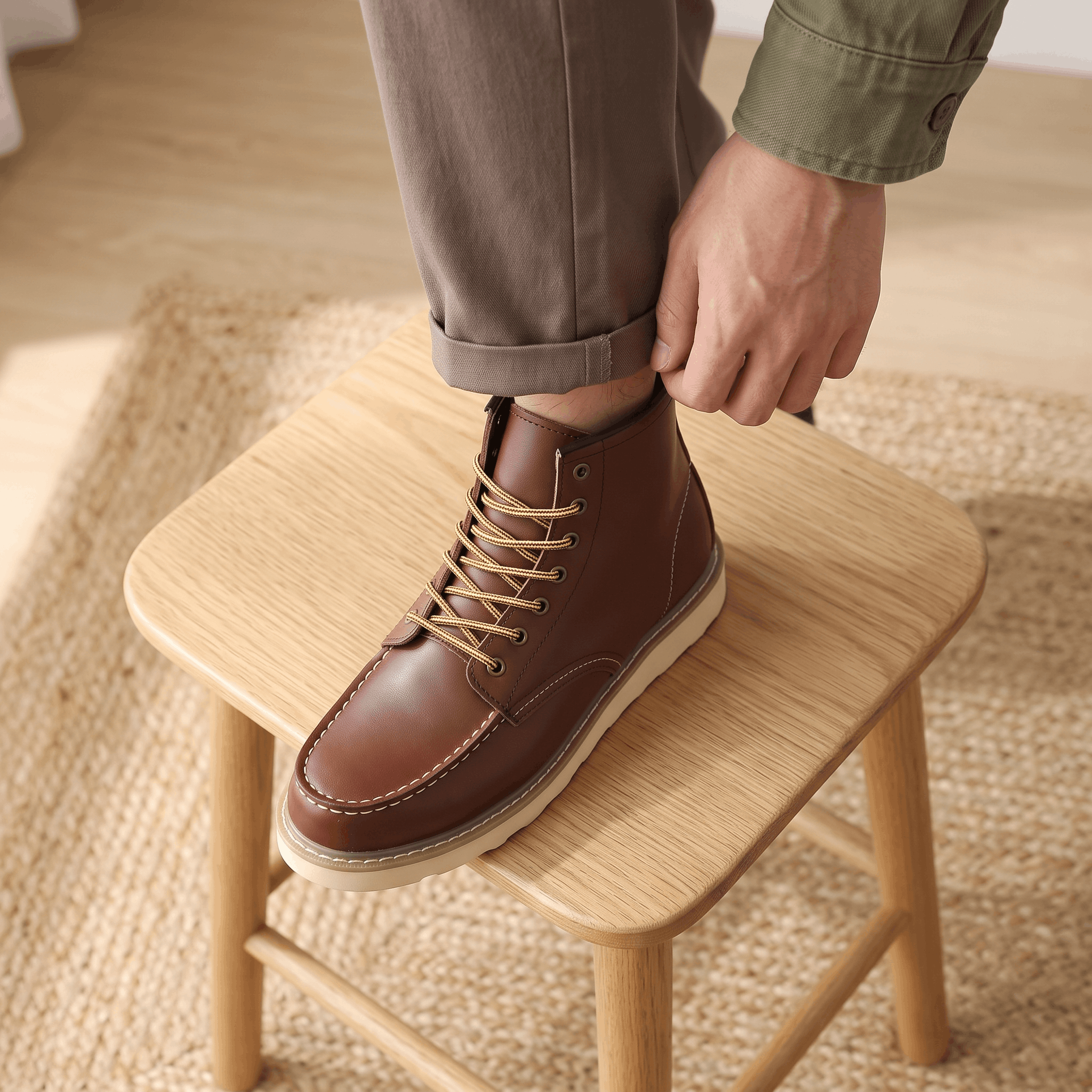 Cyrus Leather Retro Boots – Vintage Stacked Heel Ankle Footwear