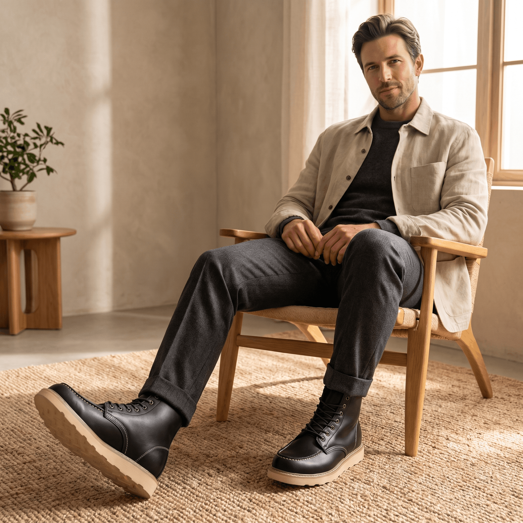 Cyrus Leather Retro Boots – Vintage Stacked Heel Ankle Footwear