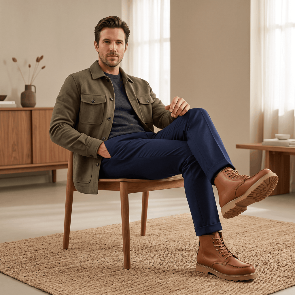 Cyrus Leather Retro Boots – Vintage Stacked Heel Ankle Footwear